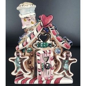 Blue Sky Clayworks Heather Goldminc Gingerbread House Tea Light Holder 2001